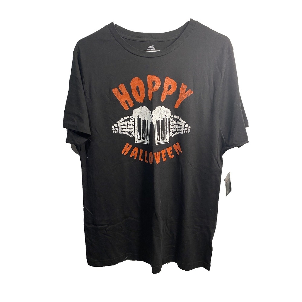celebrate halloween mens short sleeve shirt size medium 38 40 beer mugs hands